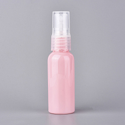 Pink Круглые плечевые пластиковые аэрозольные баллончики, с тонким распылителем тумана и пылезащитным колпачком, многоразовая бутылка, розовые, 10.35x2.72 см, Емкость: 30 мл