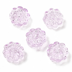 Violet Pulvériser perles de verre transparentes peintes, tournesol, violette, 14x14.5x6.5mm, Trou: 1.2mm
