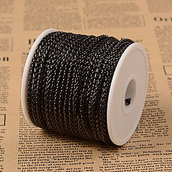 Electrophoresis Black 304 Stainless Steel Wheat Chains, Foxtail Chain, Unwelded, with Spool, Electrophoresis Black, 6x1mm, about 32.81 Feet(10m)/Roll
