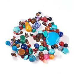 Mixed Color Mixed Shapes Natural & Synthetic Gemstone Beads, Dyed, Mixed Color, 6~31x6~25x3~12mm, Hole: 0.5~1.5mm