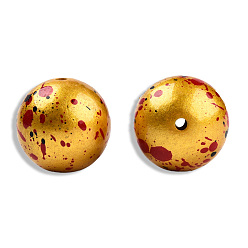 Oro Rociar perlas de resina pintadas, rondo, oro, 20x19 mm, agujero: 2~2.4 mm