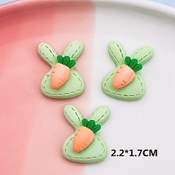 Light Green Opaque Resin Cabochons, for Hair Accessories, Rabbit with Carrot, Light Green, 22x17mm