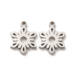 Stainless Steel Color 304 Stainless Steel Charms, Christmas Snowflake, Stainless Steel Color, 13.5x10x1.4mm, Hole: 1.4mm
