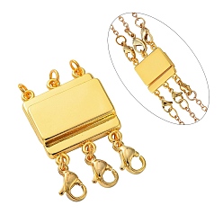 Light Gold Zinc Alloy Box Magnetic Clasps Converter, Multi-Strand Clasps, Necklace Layering Clasps, Cadmium Free & Lead Free, Rectangle, Light Gold, 34x18x4mm