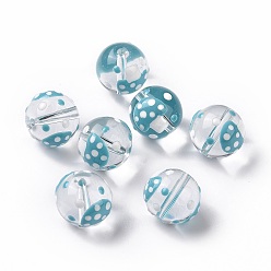 Bleu Clair Perles lampwork, perles au chalumeau, faits à la main, rond aux champignons, bleu clair, 11.5mm, Trou: 1.5mm