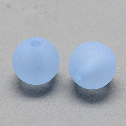 Azul Cielo Granos de la bola de acrílico transparente, estilo esmerilado, rondo, luz azul cielo, 8 mm, Agujero: 2 mm, sobre 1892 unidades / 500 g