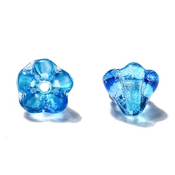 Deep Sky Blue Transparent Czech Glass Beads, Flower, Deep Sky Blue, 6.5x5mm, Hole: 0.8mm, about 357~363pcs/bag