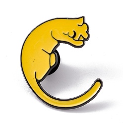 Letter C Pin de esmalte de letra inicial de gato, Broche de dibujos animados de aleación negra de electroforesis para ropa de mochila, letter.c, 31x29.5x2 mm, pin: 1.2 mm