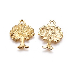 Golden Tibetan Style Alloy Pendant, Lead Free and Cadmium Free, Tree of Life, Golden, 22x17x2mm, Hole: 2mm