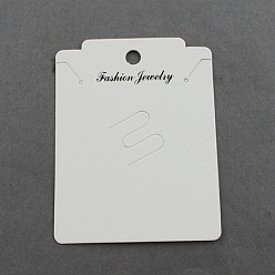 White Cardboard Necklace Display Cards, Rectangle, White, 79x61x0.5mm