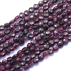 Garnet Natural Garnet Beads Strands, Faceted, Flat Round, 4x2.5mm, Hole: 0.6mm, about 100pcs/strand, 15.35 inch(39cm)