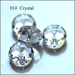 Clair Imitations de perles de cristal autrichien, grade de aaa, facette, plat rond, clair, 10x5.5mm, Trou: 0.9~1mm