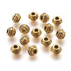 Antique Golden Tibetan Style Spacer Beads, Antique Golden Color, Lead Free & Cadmium Free, Barrel, 9x7mm, Hole: 3.5mm.