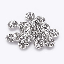 Antique Silver Tibetan Style Spacer Beads, Lead Free & Cadmium Free, Disc, Antique Silver, 10x1.2mm, Hole: 2mm