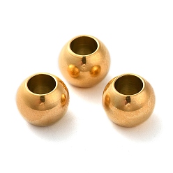 Golden Ion Plating(IP) 304 Stainless Steel European Beads, Large Hole Beads, Rondelle, Golden, 10x8mm, Hole: 5mm