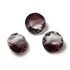 Jet Faceted K9 Glass Rhinestone Cabochons, Pointed Back, Flat Round, Jet, 8x4mm