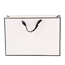 Blanc Sacs en papier rectangle, avec poignées, pour sacs-cadeaux et sacs à provisions, blanc, 28x40x0.6 cm