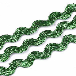 Зеленый Полиэфирные ленты, форма волны, зелёные, 7~8 мм, 15 двор / пачка, 6 расслоения / мешок
