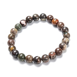 Agate Multicolore Bracelets de perles extensibles en agate multicolore naturelle, ronde, diamètre intérieur: 2-1/8 pouce (5.5 cm), perles: 8~9 mm