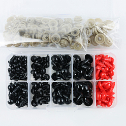 Red Craft Plastic Doll Eyes & Noses, Stuffed Toy Eyes & Noses, with Donut Plastic Washer, Red, about 283pcs/box