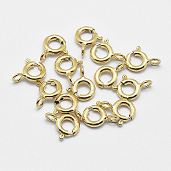 Oro 925 cierres de anillo de resorte de plata de ley, anillo, con 925 sello, dorado, 11.5x9.5x2 mm, agujero: 2 mm