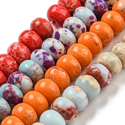 Couleur Mélangete Brins de perles teintes en jaspe impérial synthétique, rondelle, couleur mixte, 6~7x4~4.5mm, Trou: 1.2mm, Environ 90~94 pcs/chapelet, 14.76''~15.08" (37.5~38.3 cm)