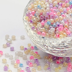 Couleur Mélangete 8/0 perles de rocaille de verre, trou rond rocailles, couleur mixte, environ 3 mm de diamètre, Trou: 0.8mm, environ 10000 pcs / livre