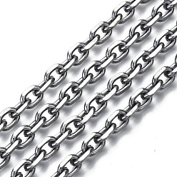 Bronze Chaînes de câbles en fer non soudé, chaînes de coupe de diamant, avec bobine, gris anthracite, 8.8x6.2x1.7mm, environ 32.8 pieds (10 m)/rouleau