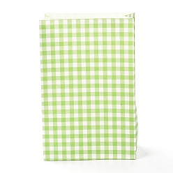 Yellow Green Rectangle with Tartan Pattern Paper Bags, No Handle, for Gift & Food Bags, Yellow Green, 23x15x0.1cm