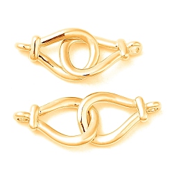 Real 18K Gold Plated Brass Connector Charms, Teardrop Links, Real 18K Gold Plated, 19.5x18.5x4mm, Hole: 2mm