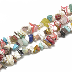 Mixed Stone Natural & Synthetic Gemstone Beads Strands, Chip, 8~30x7~17x2~12mm, Hole: 1mm, about 110~150pcs/strand, 31.4 inch