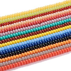 Mixed Color K9 Glass Beads Strands, Imitation Jade Glass Beads, Rondelle, Mixed Color, 8~8.5x4.5~5mm, Hole: 1.4mm, about 84pcs/Strand, 15.87 inch(40.3cm)