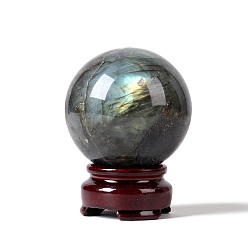 Labradorite Ornement de sphère de labradorite naturelle, Décorations d'affichage de boule de guérison en cristal avec base, pour la décoration, 50mm