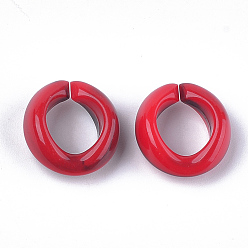 Roja Anillos de enlace de acrílico, conectores de enlace rápido, para la fabricación de cadenas de joyería, estilo de imitación de piedras preciosas, anillo, rojo, 19.5x18x8 mm, Agujero: 11.5x10.5 mm, sobre 420 unidades / 500 g
