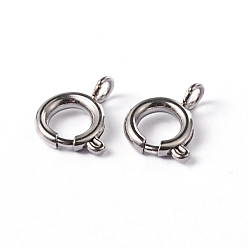 Stainless Steel Color 304 Stainless Steel Smooth Surface Spring Ring Clasps, Stainless Steel Color, 11x8x2mm, Hole: 2mm