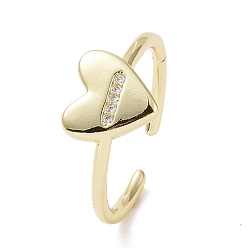 Настоящее золото 18K Открытое кольцо-манжета в форме сердца из прозрачного кубического циркония, украшения из латуни для женщин, без кадмия и без свинца, реальный 18 k позолоченный, размер США 6 1/4 (16.7 мм)