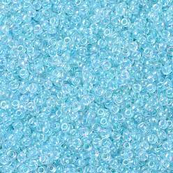 (RR278) Aqua Lined Crystal AB MIYUKI Round Rocailles Beads, Japanese Seed Beads, (RR278) Aqua Lined Crystal AB, 11/0, 2x1.3mm, Hole: 0.8mm, about 1100pcs/bottle, 10g/bottle