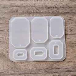 Octagon DIY Pendant Silicone Molds, Resin Casting Molds, for UV Resin, Epoxy Resin Jewelry Making, Rectangle Octagon, 71x87x6mm, Hole: 1.6mm, Inner Diameter: 19~44.5x14~27mm
