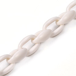 Marfil Cadenas de cable de acrílico hechas a mano, para la fabricación de cadenas de bolsos, blanco cremoso, 16x11x6.5 mm, 39.37 pulgada (1 m) / hebra