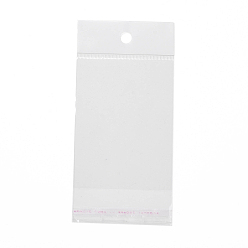 Clair Sacs de cellophane en plastique rectangle, scellage auto-adhésif, avec trou de suspension, clair, 14.6x7x0.01 cm