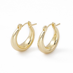 Real 18K Gold Plated Brass Thick Hoop Earrings for Women, Lead Free & Cadmium Free, Real 18K Gold Plated, 20x18.5x6mm, Pin: 0.9mm