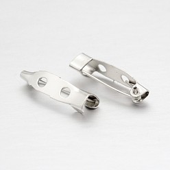 Platinum Iron Brooch Pin Back Safety Catch Bar Pins with 2 Holes, Platinum, 25x5x6mm, Hole: 1.5mm
