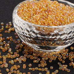 Goldenrod 6/0 Round Glass Seed Beads, Transparent Colours Rainbow, Round Hole, Goldenrod, 6/0, 4mm, Hole: 1.5mm, about 500pcs/50g, 50g/bag, 18bags/2pounds