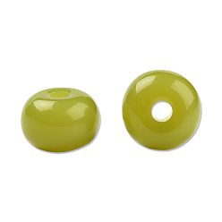 Yellow Green Resin Beads, Imitation Jade, Flat Round, Yellow Green, 8x4.5mm, Hole: 1.6~1.8mm