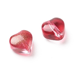 Rouge Perles en verre electroplate, cœur, rouge, 5.5x6x3.7mm, Trou: 0.8mm