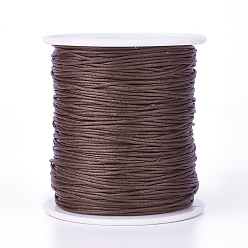 Saddle Brown Waxed Cotton Thread Cords, Saddle Brown, 1mm, about 100yards/roll(300 feet/roll)
