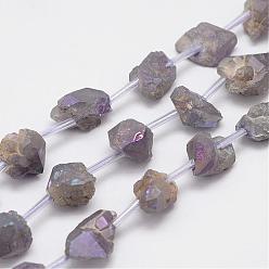 Améthyste Brins de perles naturelles améthyste, nuggets, 8~16x7~14x6~14mm, Trou: 2mm, Environ 20 pcs/chapelet, 15.7 pouces (400 mm)
