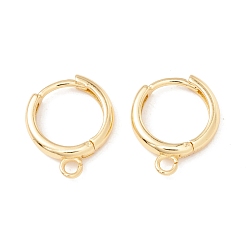 Real 18K Gold Plated Brass Hoop Earring Findings, with Horizontal Loops, Cadmium Free & Lead Free, Long-Lasting Plated, Real 18K Gold Plated, 17x13.5x3mm, Hole: 1.8mm, Pin: 1mm