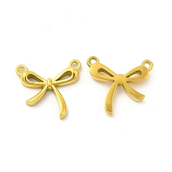 Real 14K Gold Plated Ion Plating(IP) 304 Stainless Steel Pendants, Bowknot Charm, Real 14K Gold Plated, 14.5x15.5x3mm, Hole: 1mm