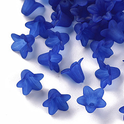 Blue Transparent Acrylic Beads, Frosted, Flower, Blue, 17.5x12mm, Hole: 1.5mm, about 770pcs/500g